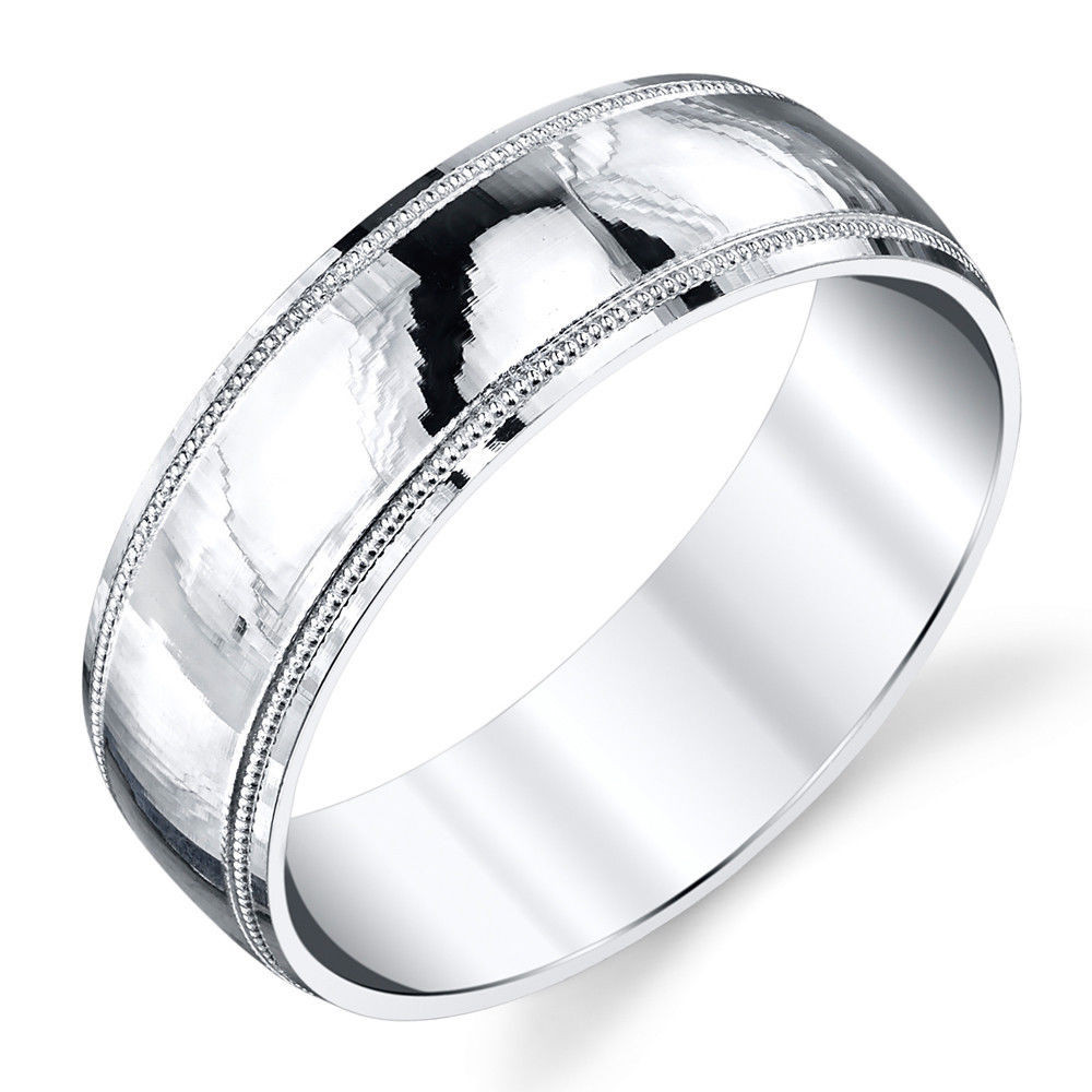 Silver Wedding Rings For Men
 925 Sterling Silver Mens Wedding Band Ring Milgrain