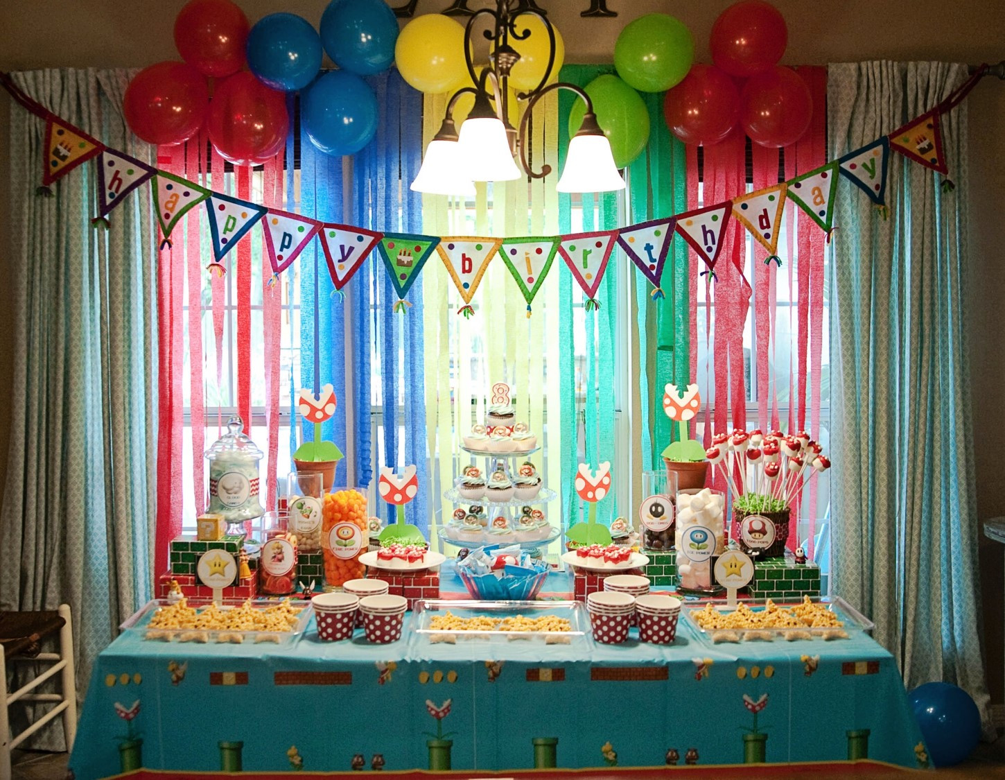 Simple Birthday Decorations
 Pearls Handcuffs and Happy Hour Super Mario Bros