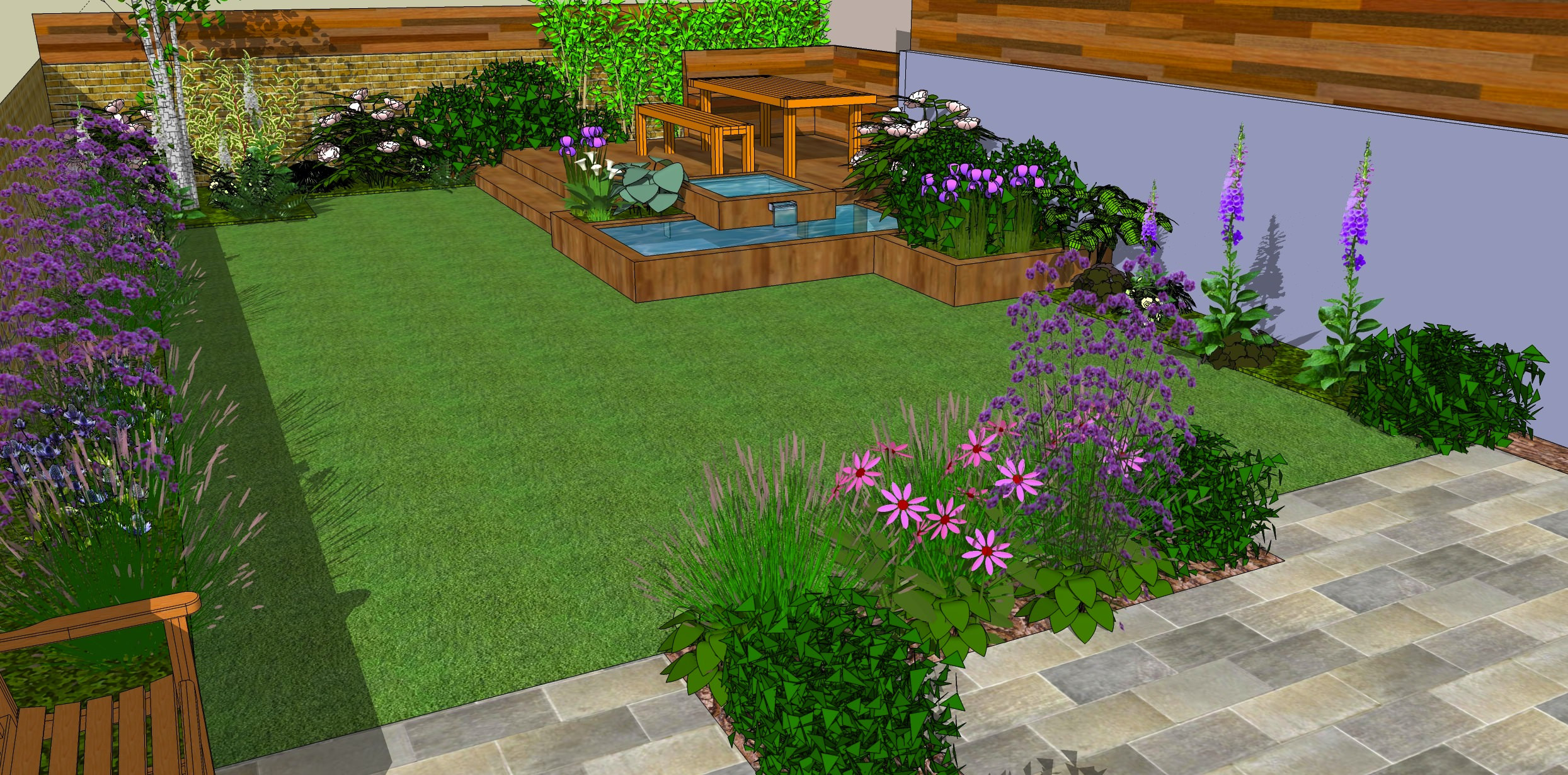 Simple Landscape Design
 Low Maintenance garden designs Garden Club London