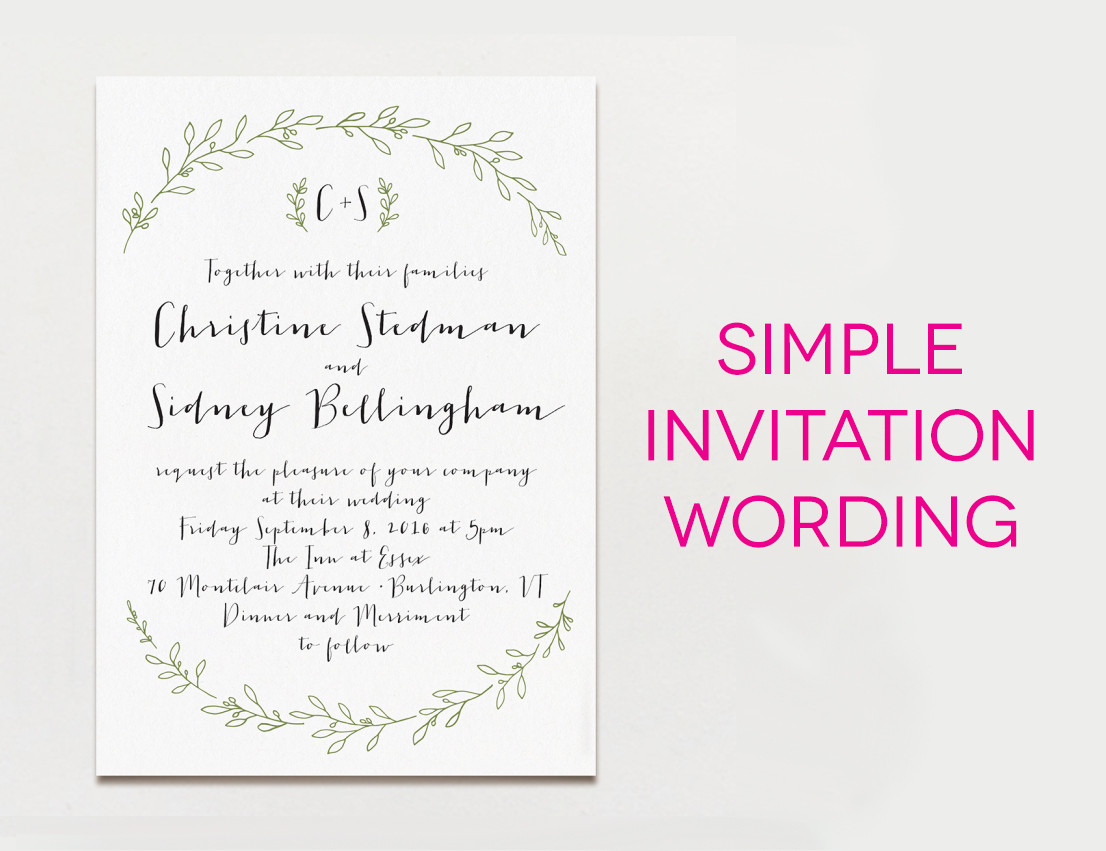 Simple Wedding Invitation Wording
 15 Wedding Invitation Wording Samples From Traditional to Fun