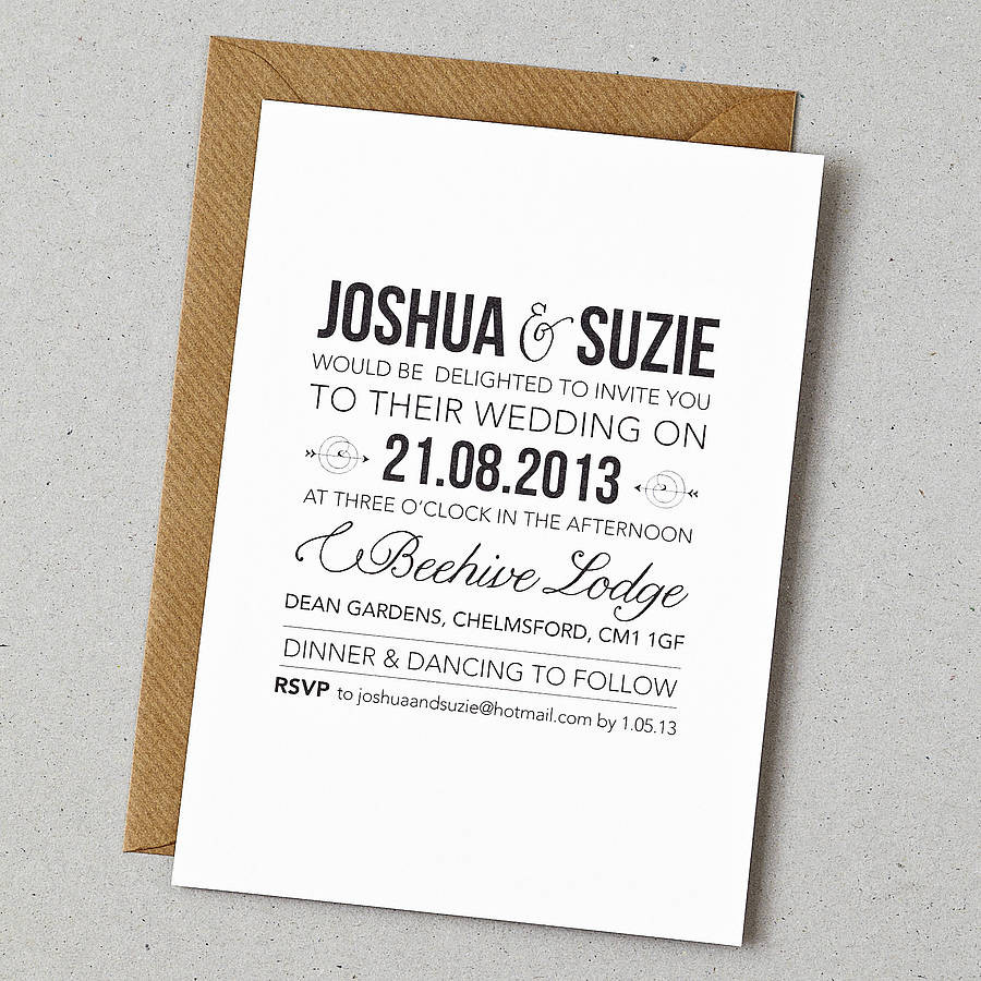 Simple Wedding Invitation Wording
 rustic style wedding invitation by doodlelove