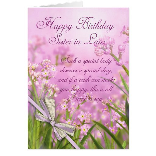 Sister In Law Birthday Card
 Sister in Law Birthday Card Pink Feminine Floral