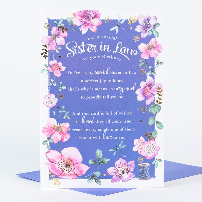 Sister In Law Birthday Card
 Birthday Card Purple Floral Sister In Law