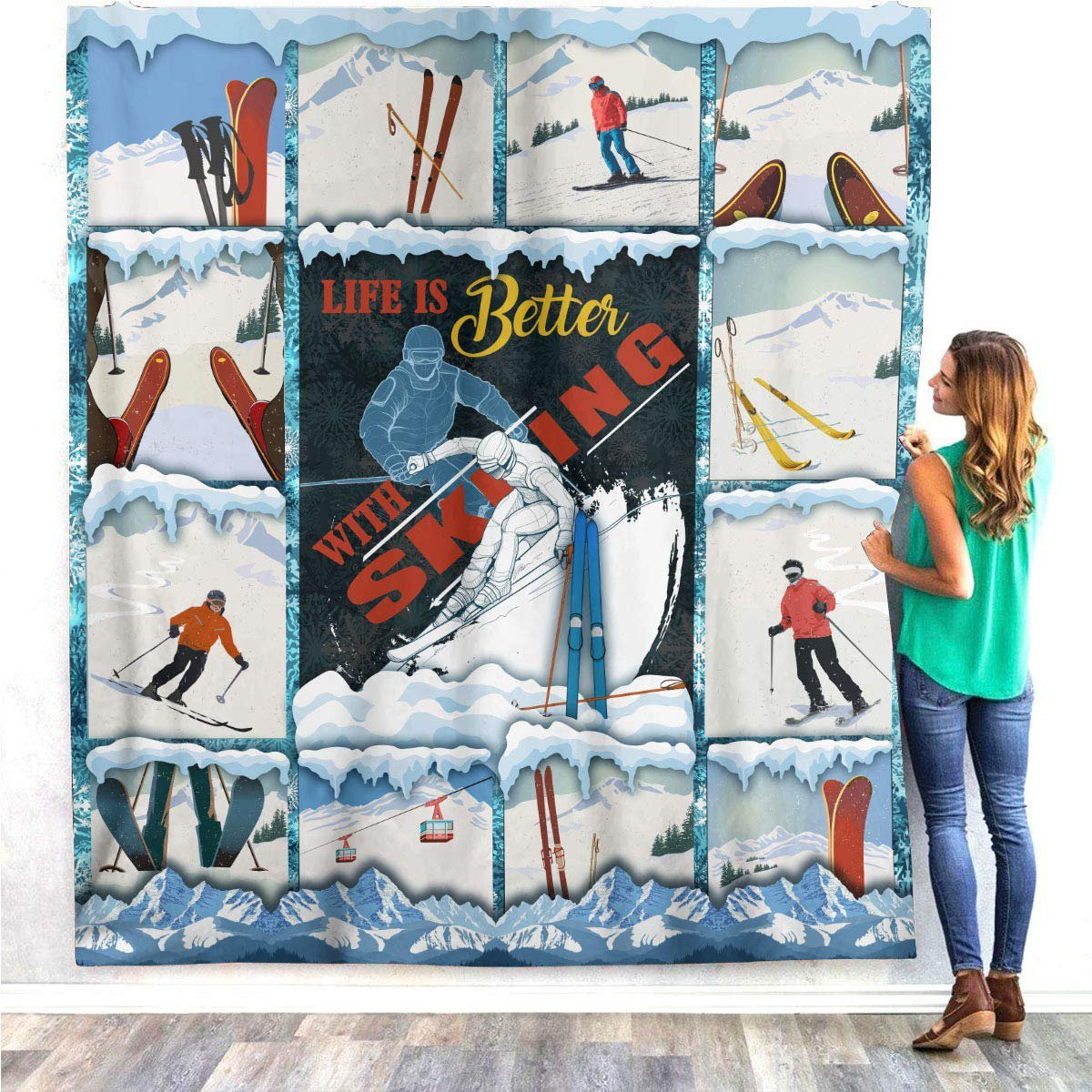 Ski Gifts For Kids
 Snow Skiing Fleece Blanket Christmas Birthday Ski Gifts