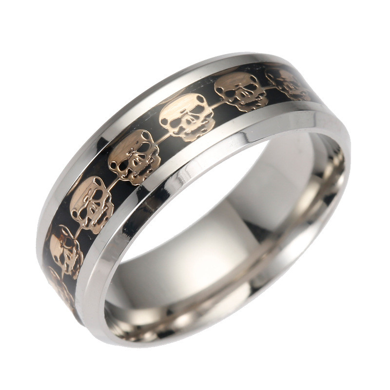 Skull Wedding Rings For Men
 316L Stainless Steel Mens Womens Inlay Skull Design