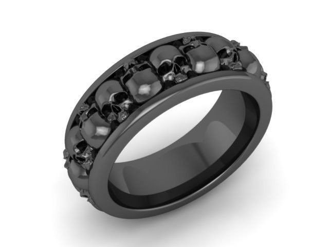 Skull Wedding Rings For Men
 Mens or Womens Skull Wedding Band Solid 14k Black Rhodium