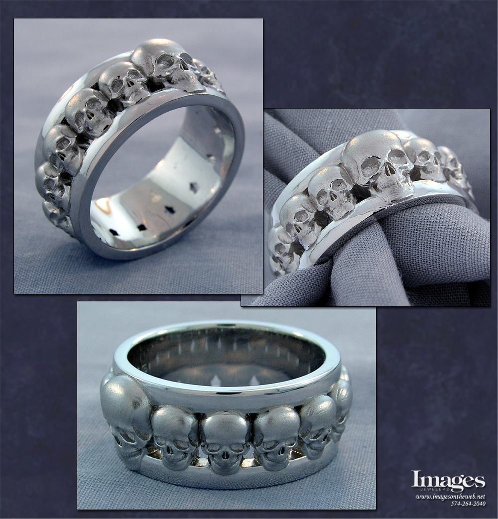 Skull Wedding Rings For Men
 Mens Skull Wedding Band in Sterling Silver imagesjewelers