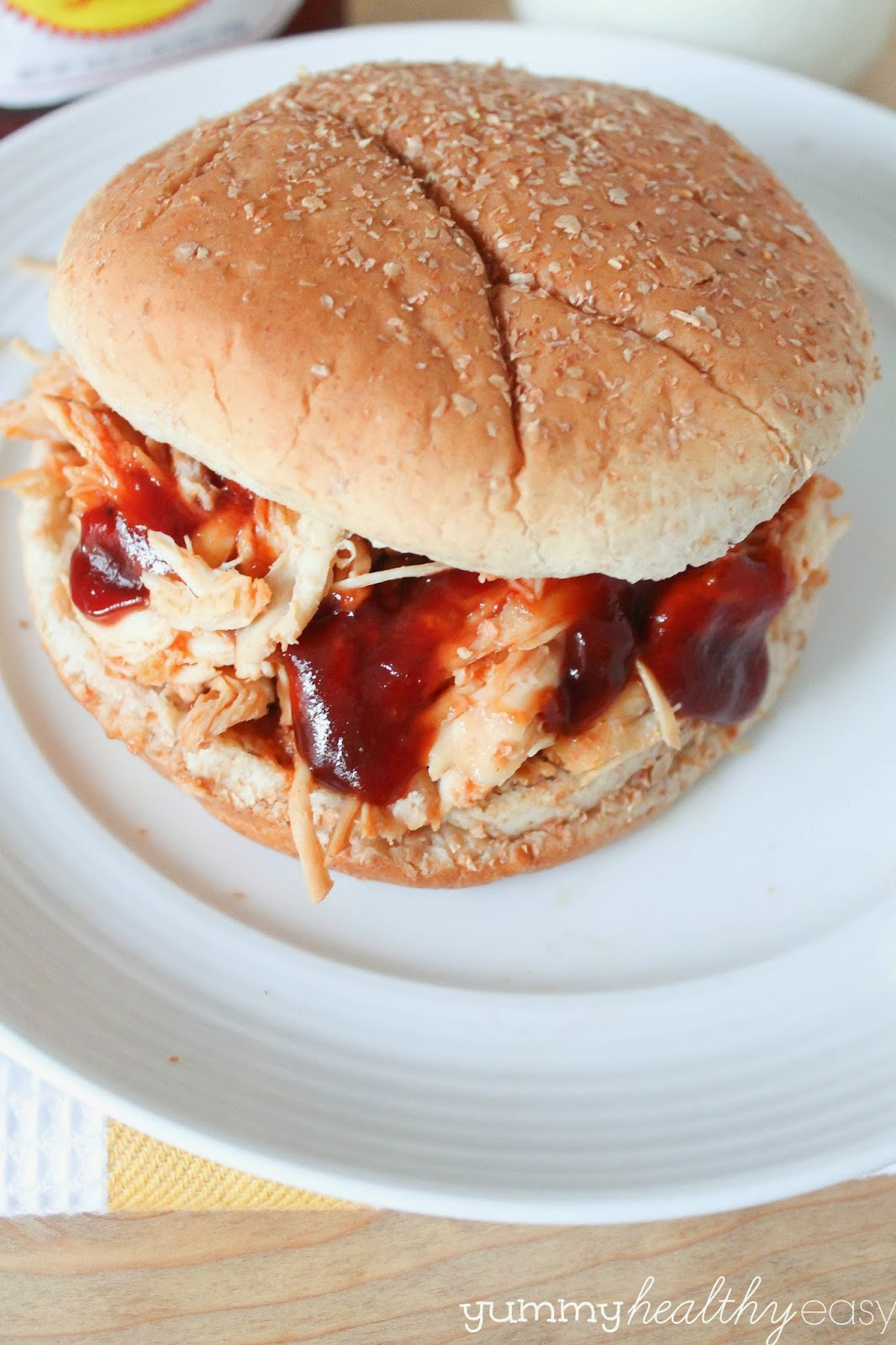 Slow Cooker Pulled Chicken Sandwiches
 Slow Cooker BBQ Shredded Chicken Sandwiches only 3