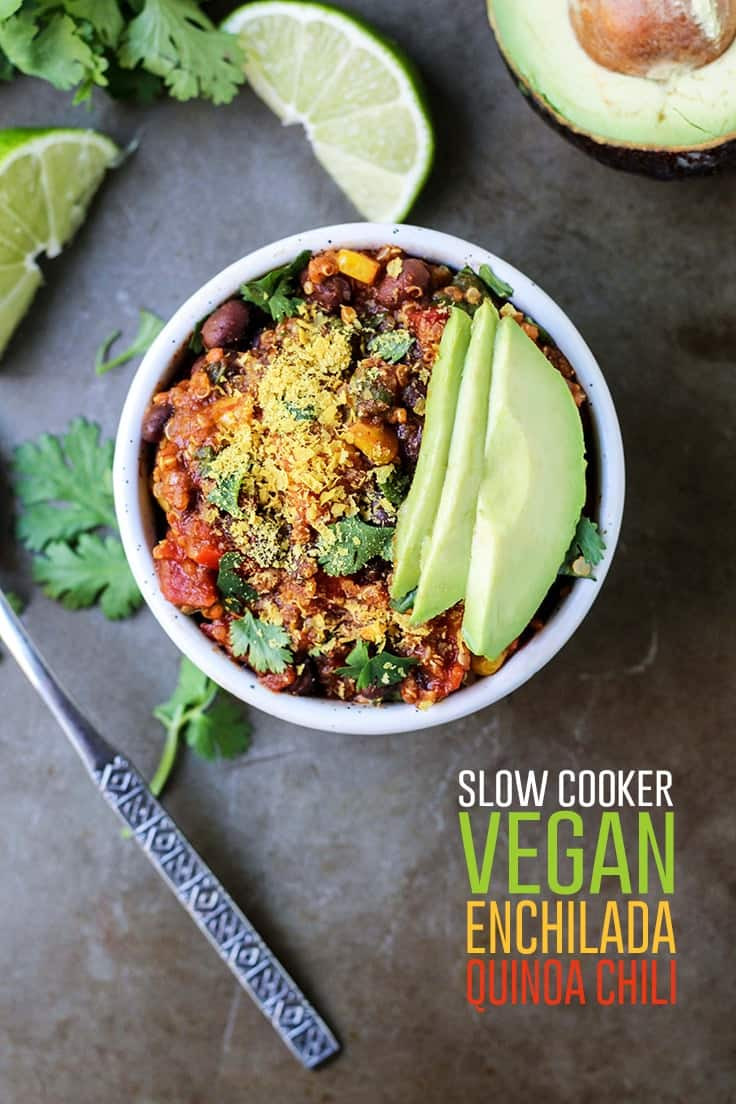 Slow Cooker Vegetarian Chili Quinoa
 Slow Cooker Vegan Enchilada Quinoa Chili • Fit Mitten Kitchen