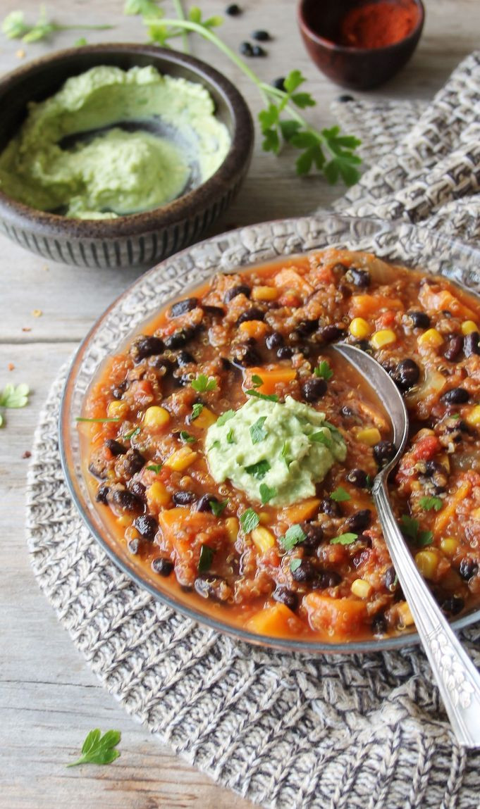 Slow Cooker Vegetarian Chili Quinoa
 Quinoa Black Bean & Sweet Potato Slow Cooker Chili with