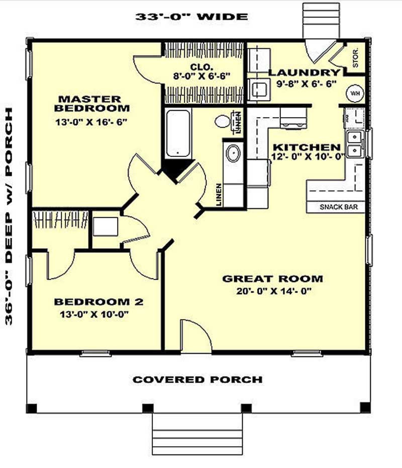 Small 2 Bedroom House Plans
 Country House Plan 2 Bedrms 1 Baths 1007 Sq Ft 123