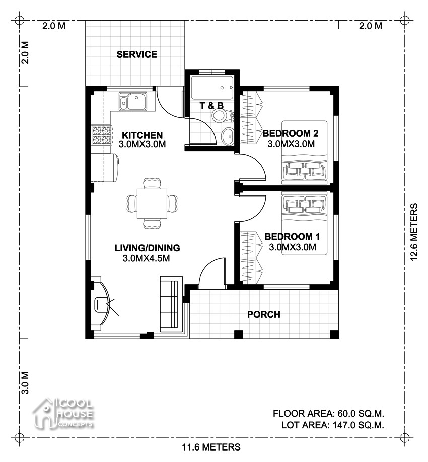 Small 2 Bedroom House Plans
 Two Bedroom Small House Plan Cool House Concepts