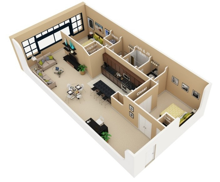Small 2 Bedroom House Plans
 2 Bedroom Apartment House Plans
