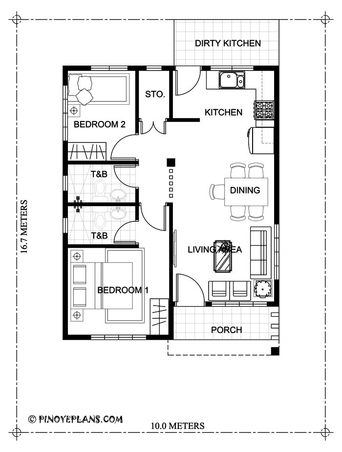 Small 2 Bedroom House Plans
 Two Bedroom Small House Design SHD