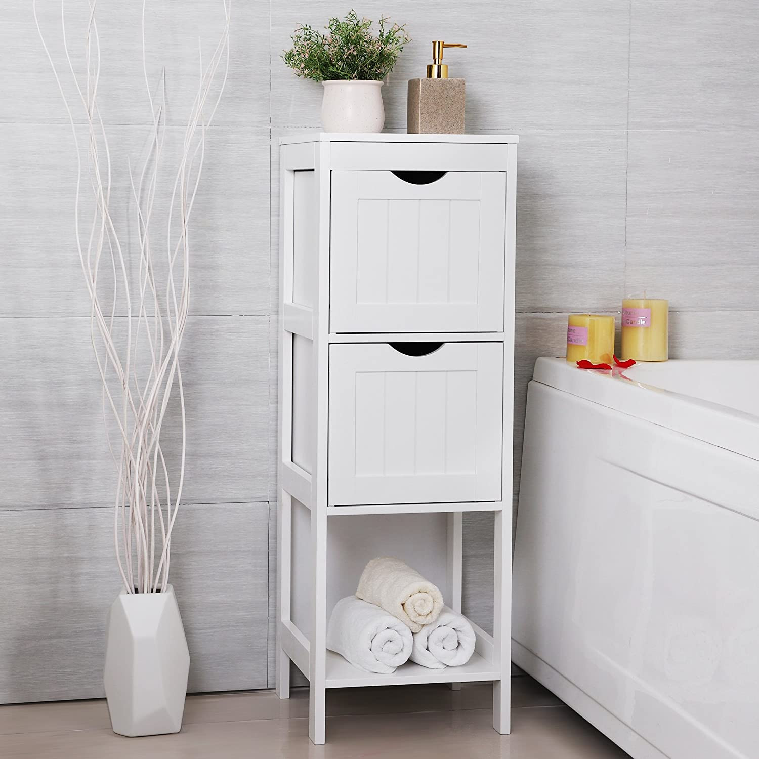 Small Bathroom Cabinet Storage
 Slim White Bathroom Storage Bedside Cabinet Drawers Corner