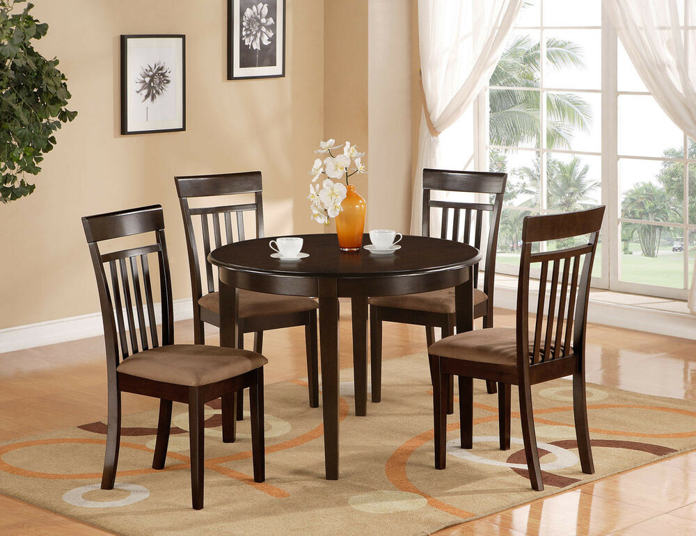 Small Round Kitchen Table
 5 PC SET ROUND DINETTE KITCHEN TABLE & 4 MICROFIBER