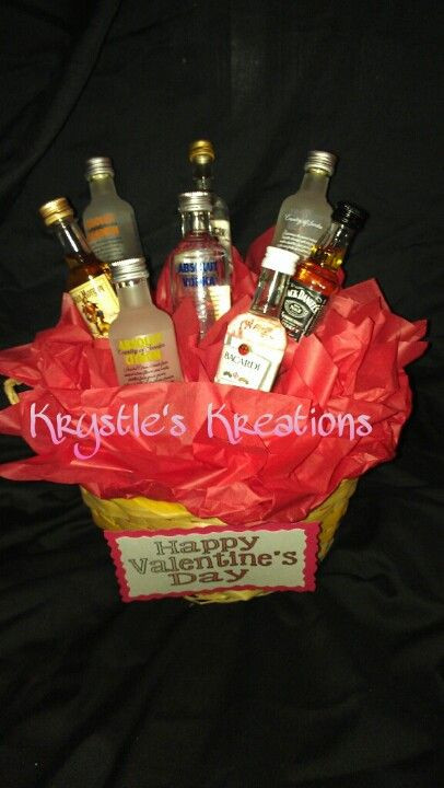 Small Valentines Gift Ideas
 Valentine s Day t basket filled with small liquor