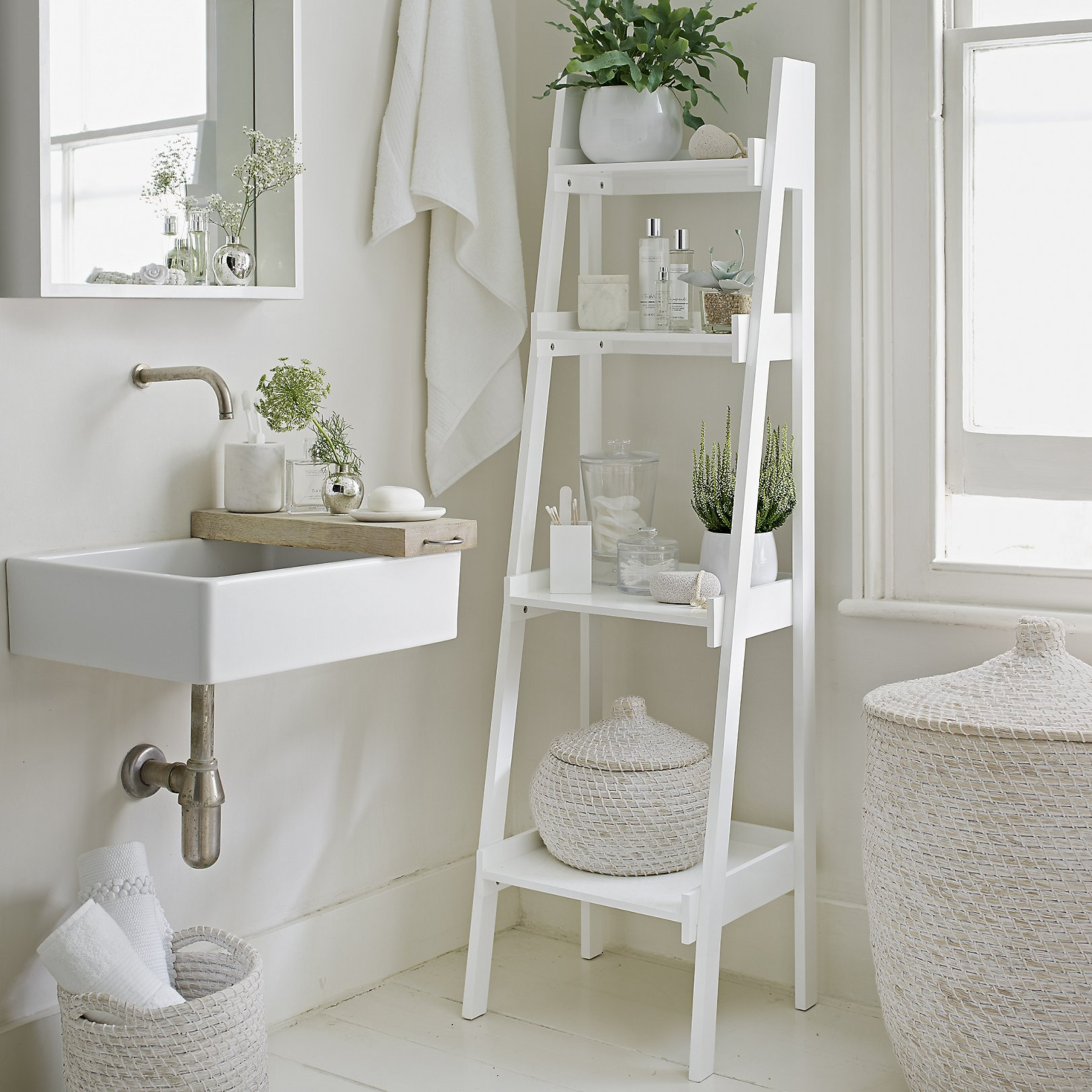 Small White Bathroom Shelf
 Bathroom Ladder Shelf – White – Goodglance