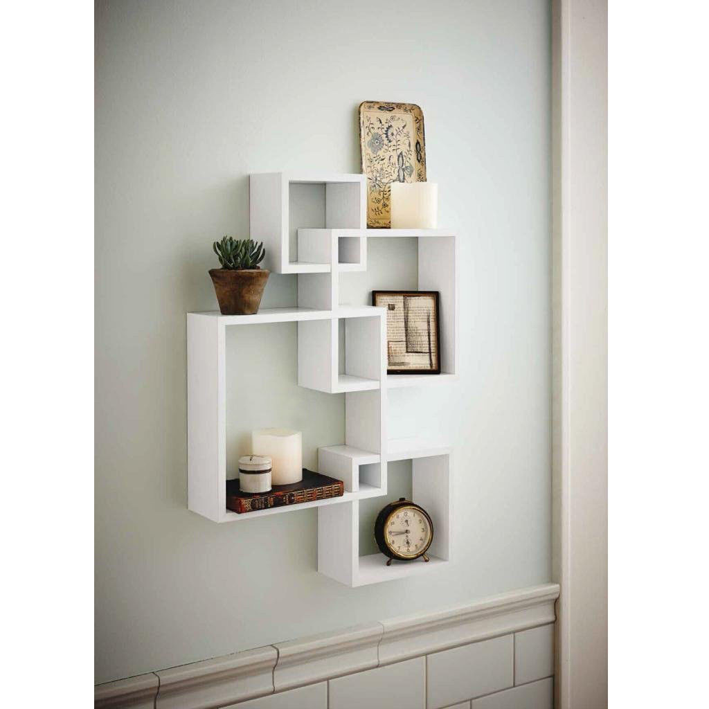 Small White Bathroom Shelf
 Zimtown Set of 4 Decorative Wood Floating Wall Shelf