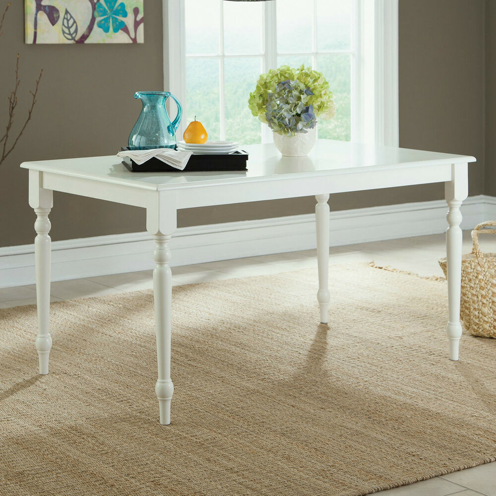 Small White Kitchen Table
 Cottage Farmhouse Style Rectangular Dining Table White