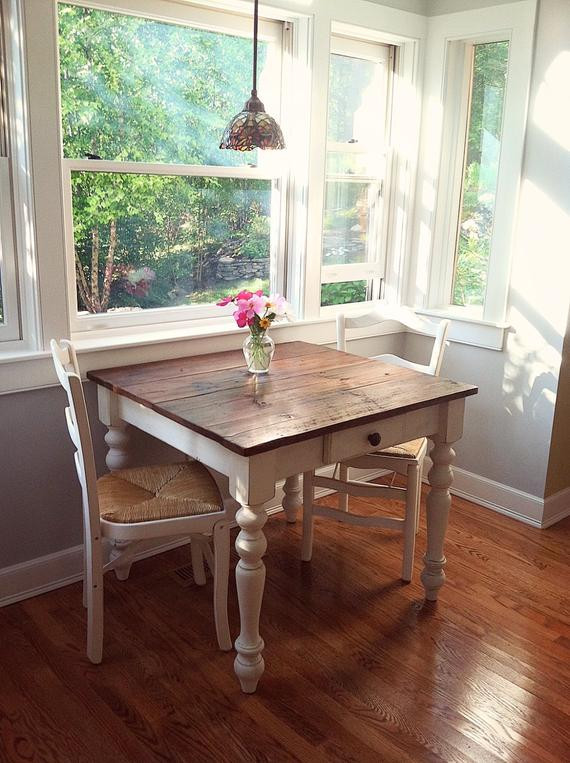 Small White Kitchen Table
 The Petite White Harvest Farm Table With Drawer by