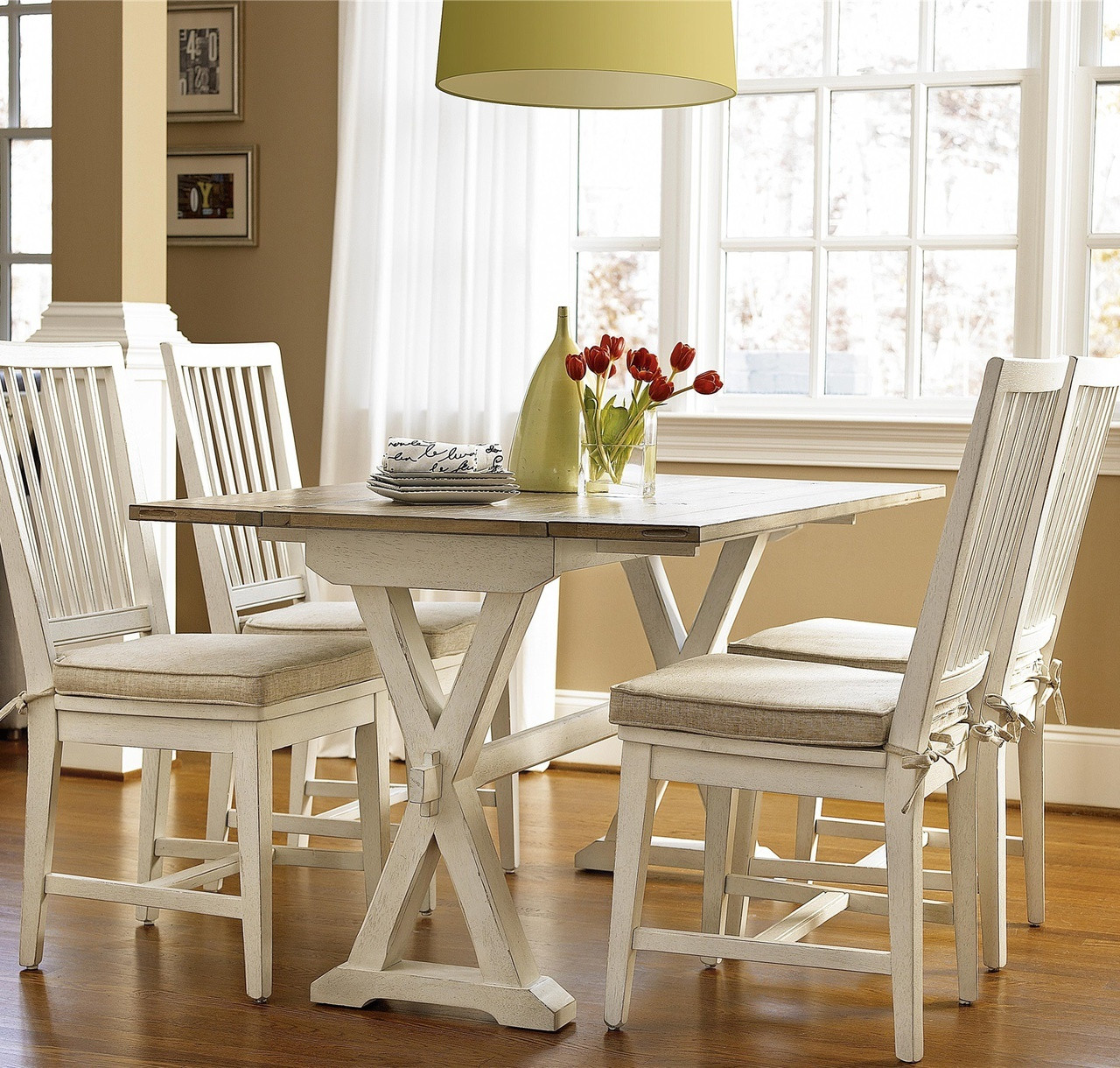 Small White Kitchen Table
 Coastal Beach White Drop Leaf Kitchen Console Table