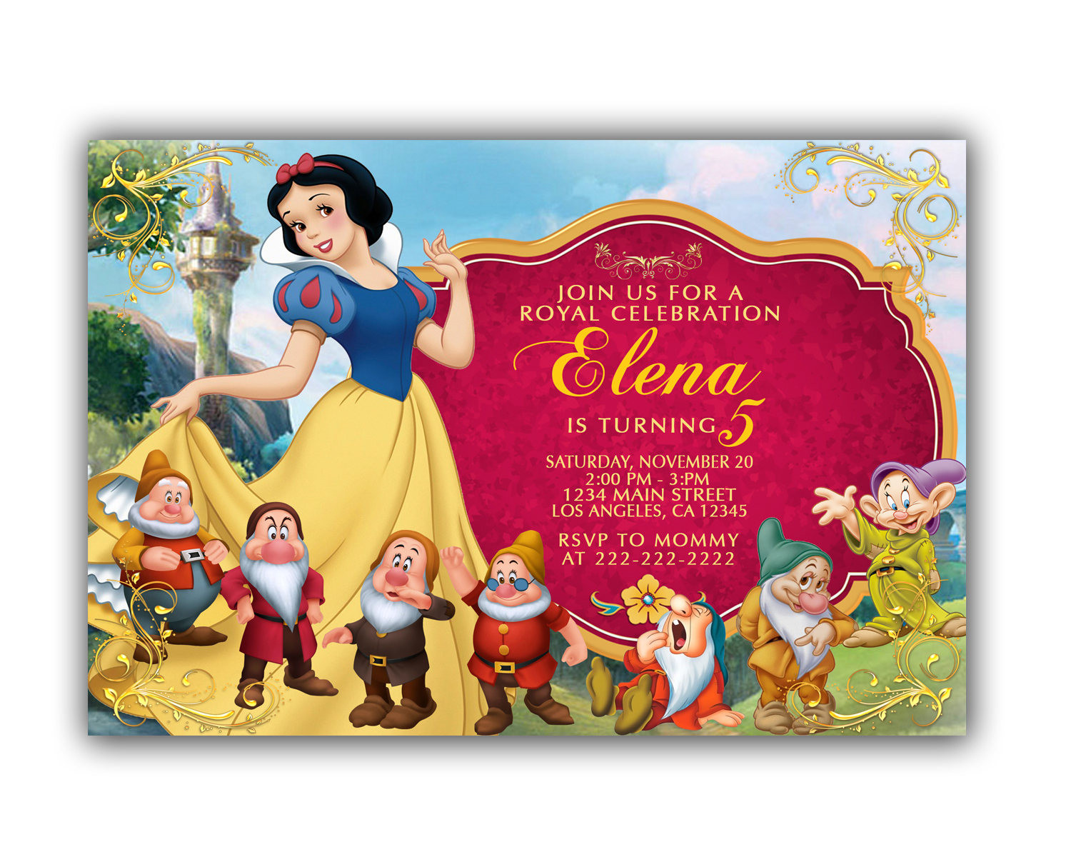 Snow White Birthday Invitations
 Snow White Invitation Snow white invite Snow White