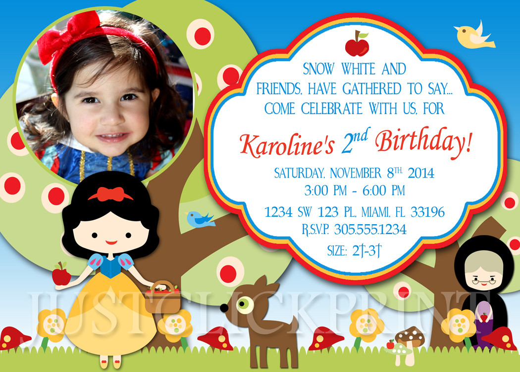 Snow White Birthday Invitations
 Snow White Princess Party Birthday Invitation Printable