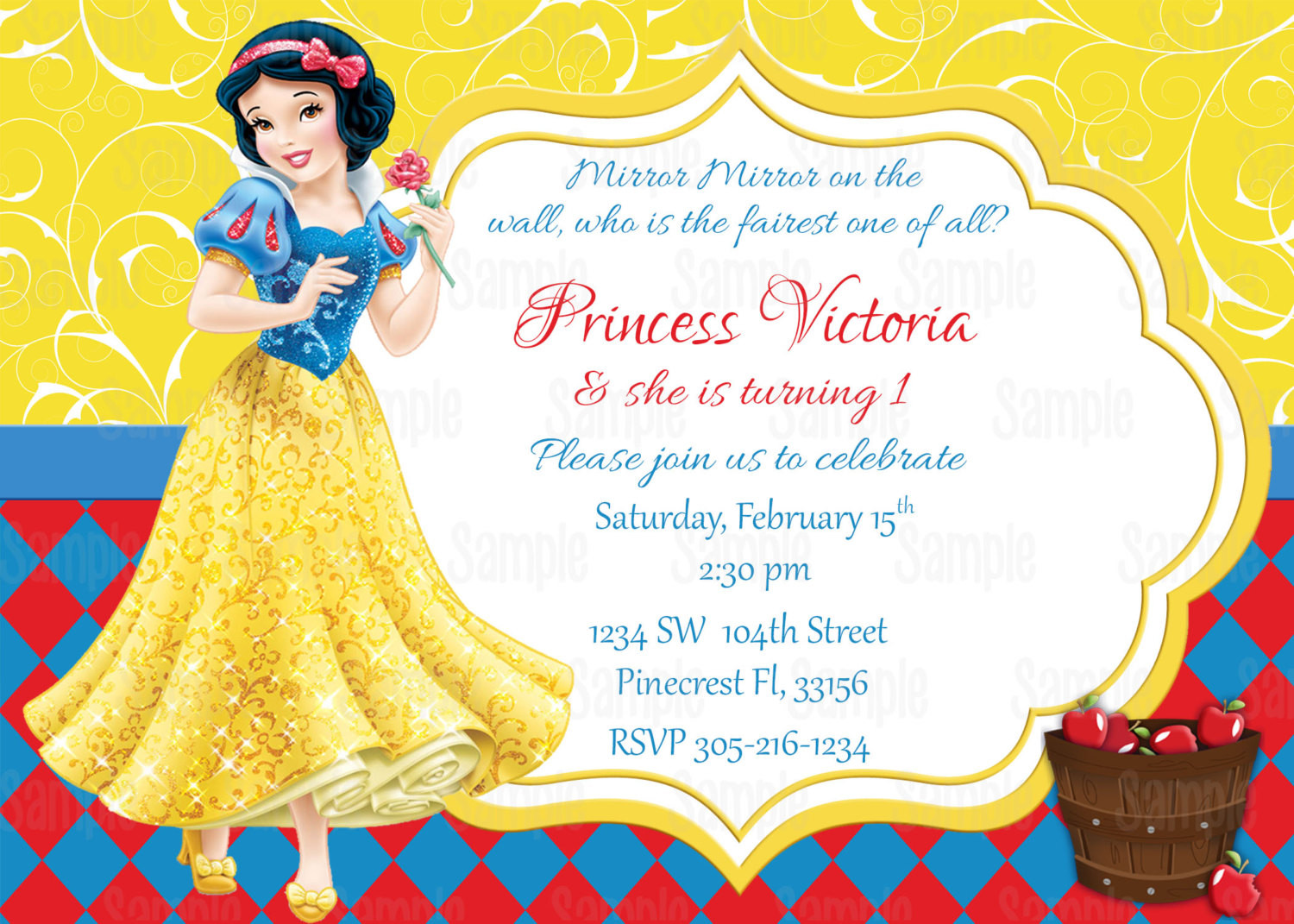 Snow White Birthday Invitations
 Snow White Printable Birthday Party by PartyInnovations09