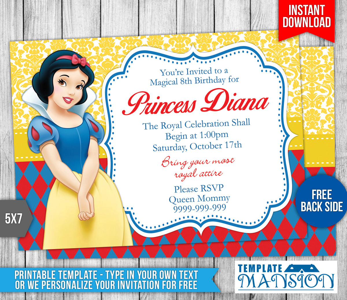 Snow White Birthday Invitations
 Snow White Birthday Invitation Template 3 by