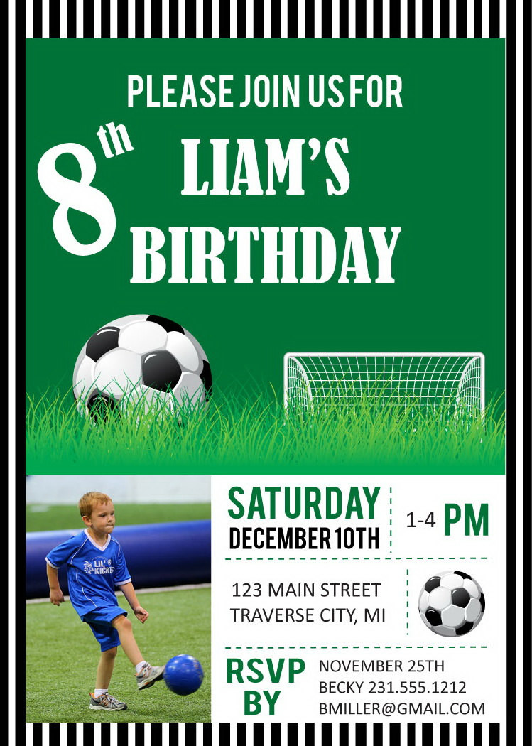 Soccer Birthday Invitations
 Soccer Birthday Party Invitations Digital File DIY