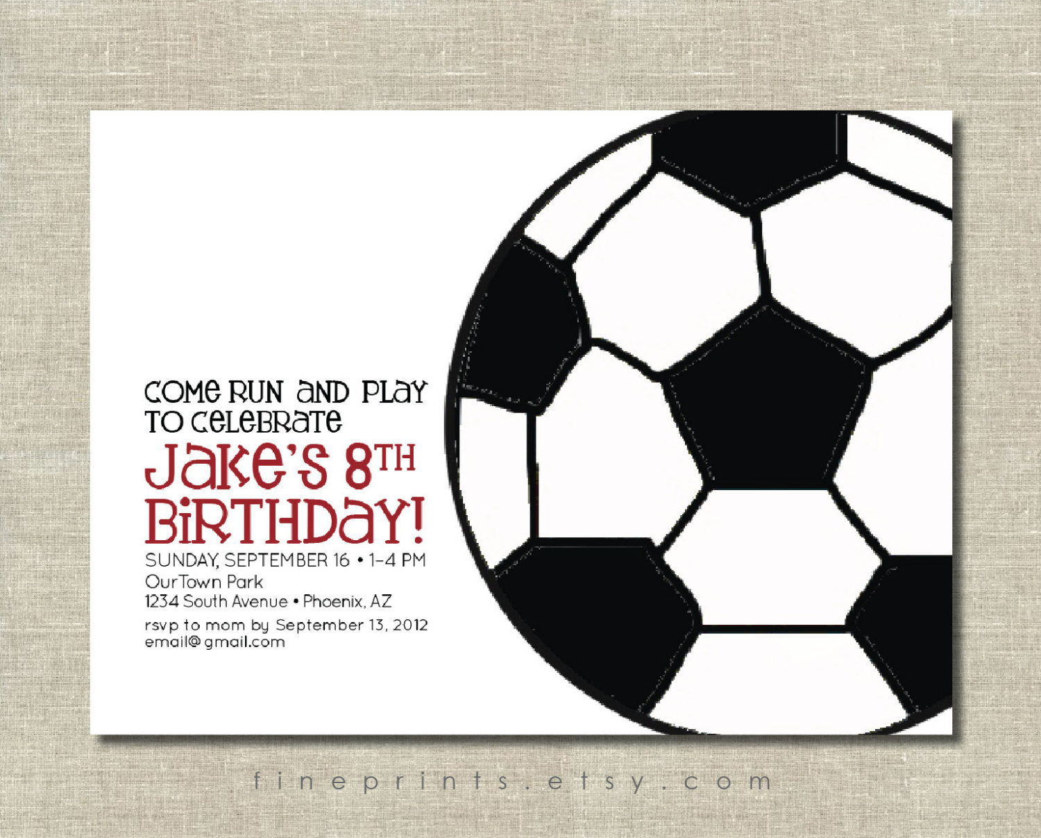 Soccer Birthday Invitations
 soccer party invitation