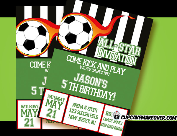 Soccer Birthday Invitations
 Soccer Party Invitation for Boys Personalized