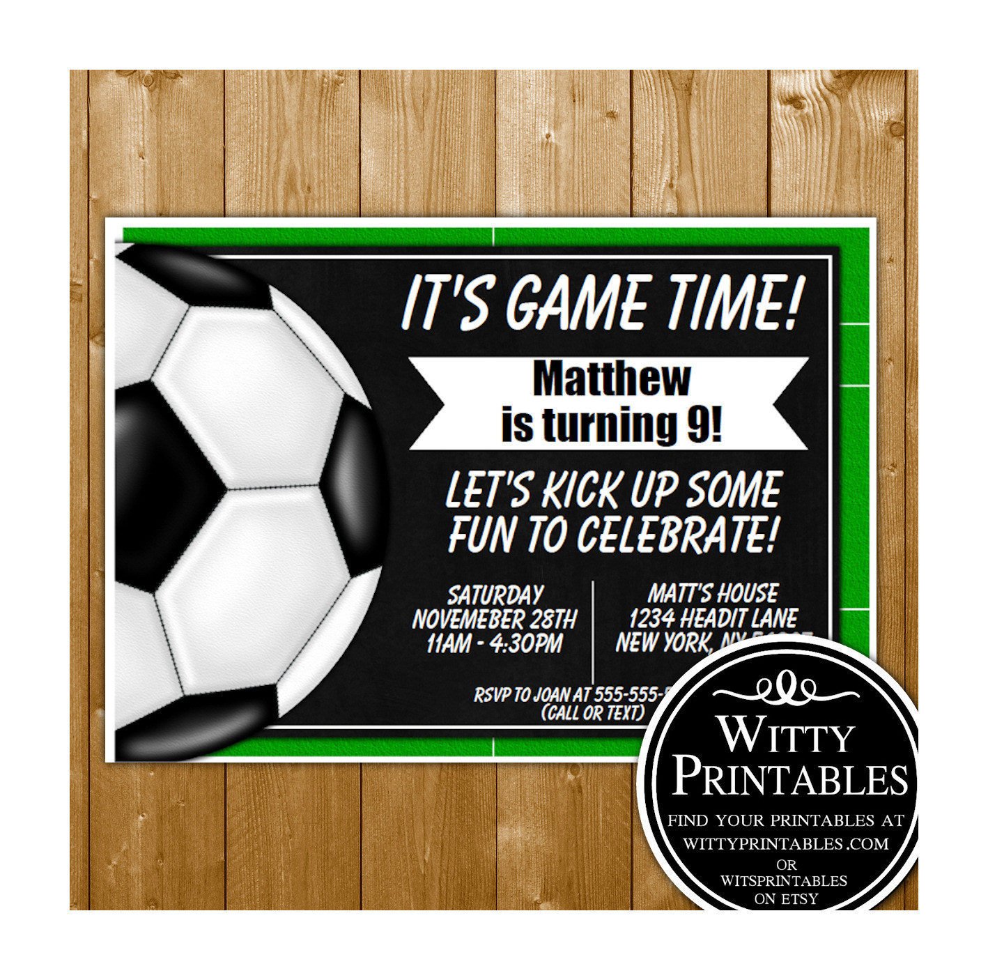 Soccer Birthday Invitations
 Soccer Party Invitation Printable Digital Download