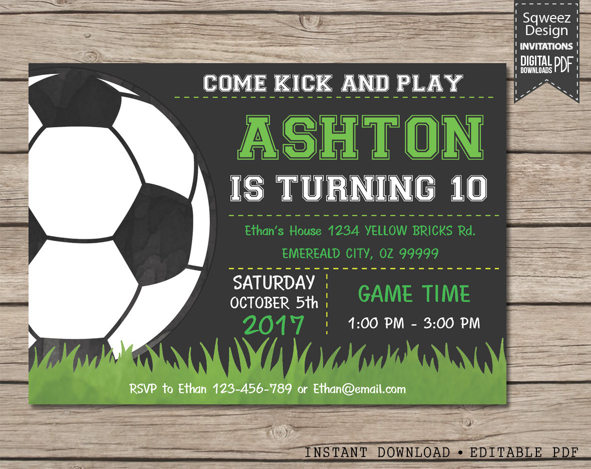 Soccer Birthday Invitations
 Soccer Invitation Soccer birthday invitation Soccer Party