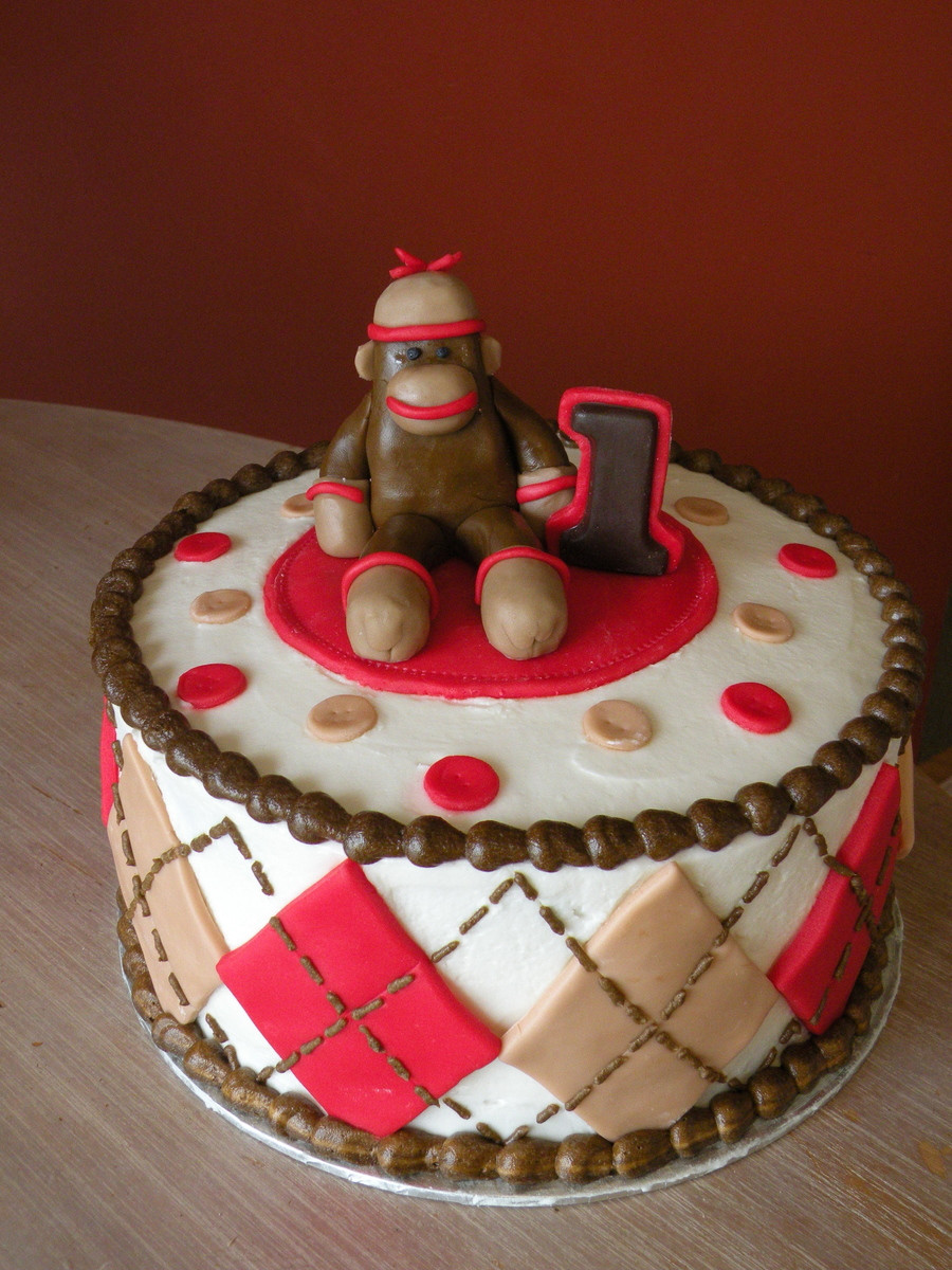 Sock Monkey Birthday Cake
 Sock Monkey 1St Birthday Cake CakeCentral