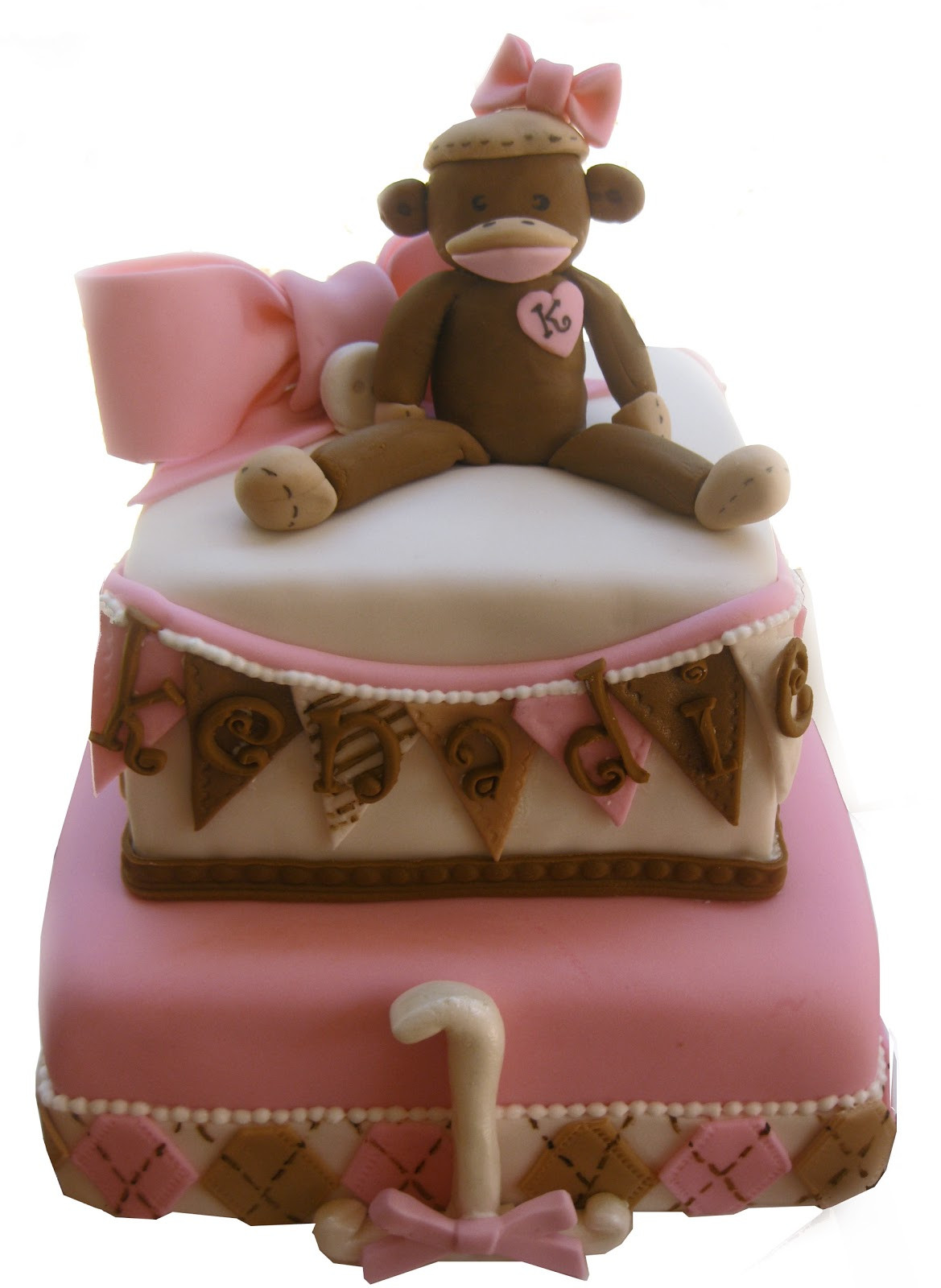 Sock Monkey Birthday Cake
 The Cake Baketress Pink Sock Monkey Flag Banner Cake