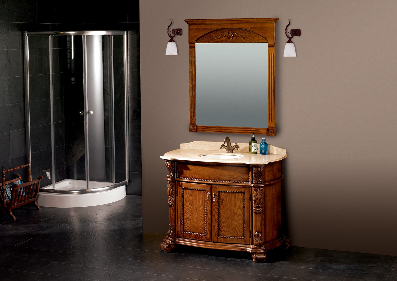 Solid Wood Bathroom Cabinets
 Maple solid wood bathroom Cabinet with mirror