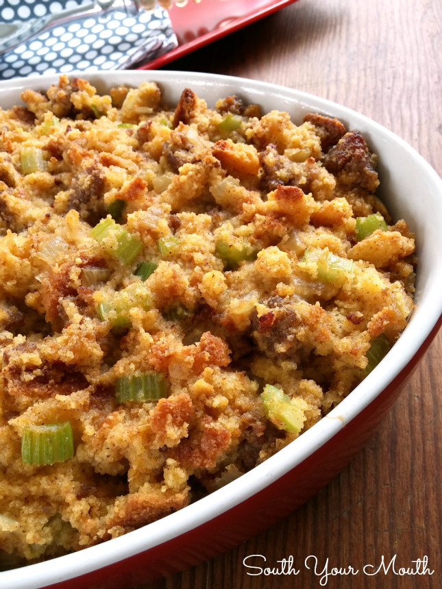Southern Cornbread Dressing Recipes
 South Your Mouth Southern Cornbread Dressing with Sausage