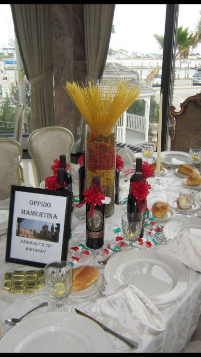 Spaghetti Dinner Party Ideas
 Italian themed pasta centerpiece