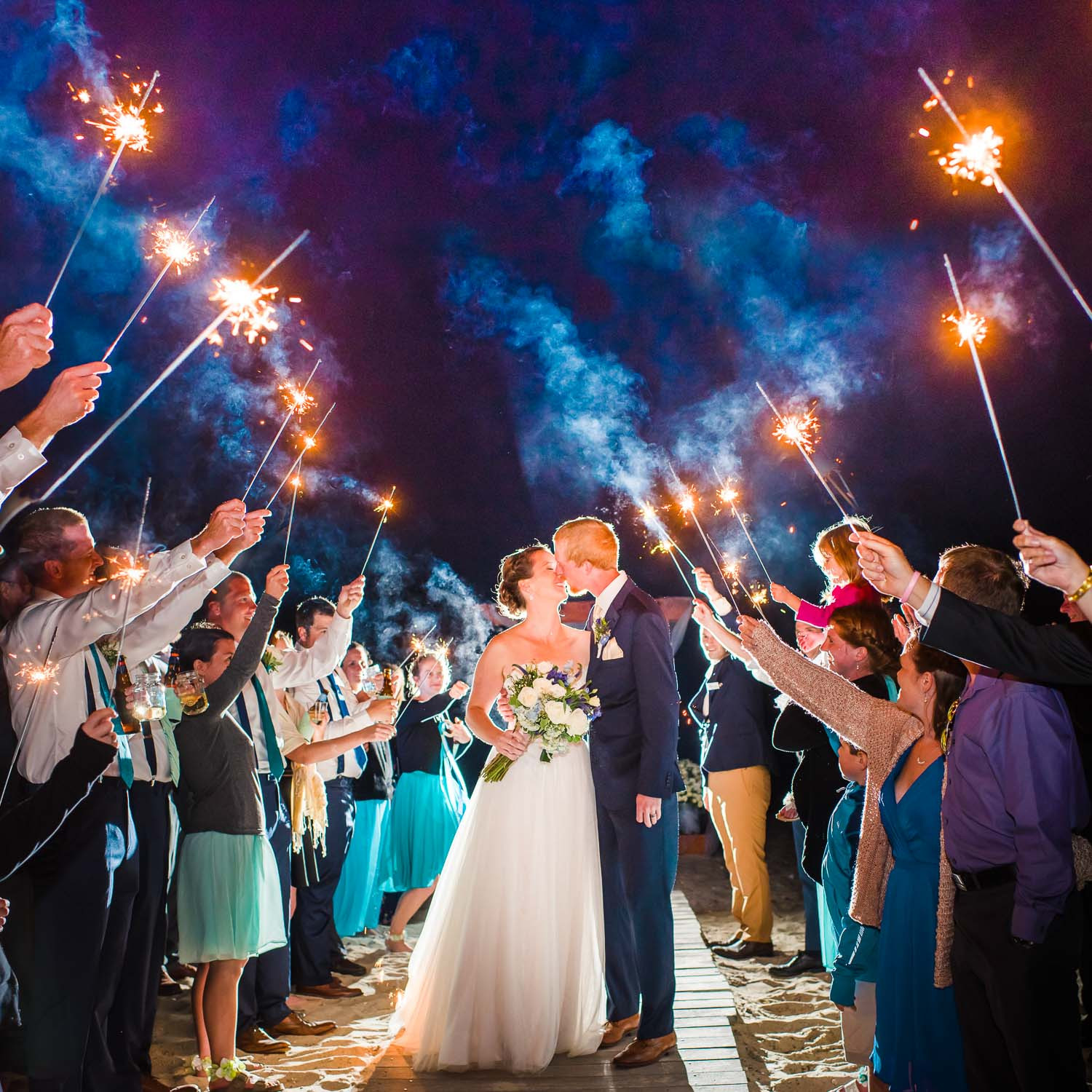 Sparklers Wedding Exit
 Massachusetts Seaside wedding