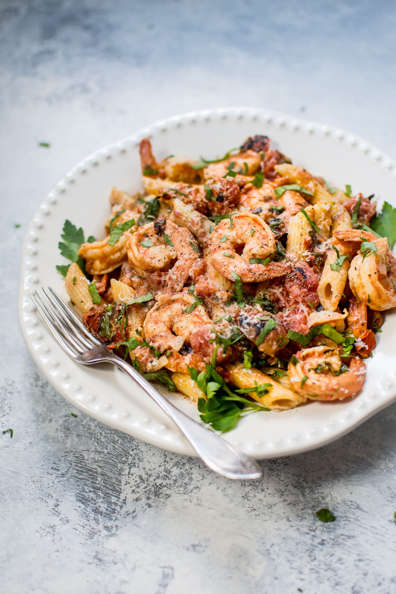 Spicy Shrimp Pasta With Red Sauce
 Spicy Shrimp Pasta with a Roasted Tomato Sauce