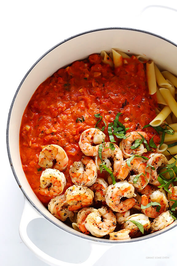 Spicy Shrimp Pasta With Red Sauce
 Shrimp Pasta with Creamy Tomato Basil Sauce