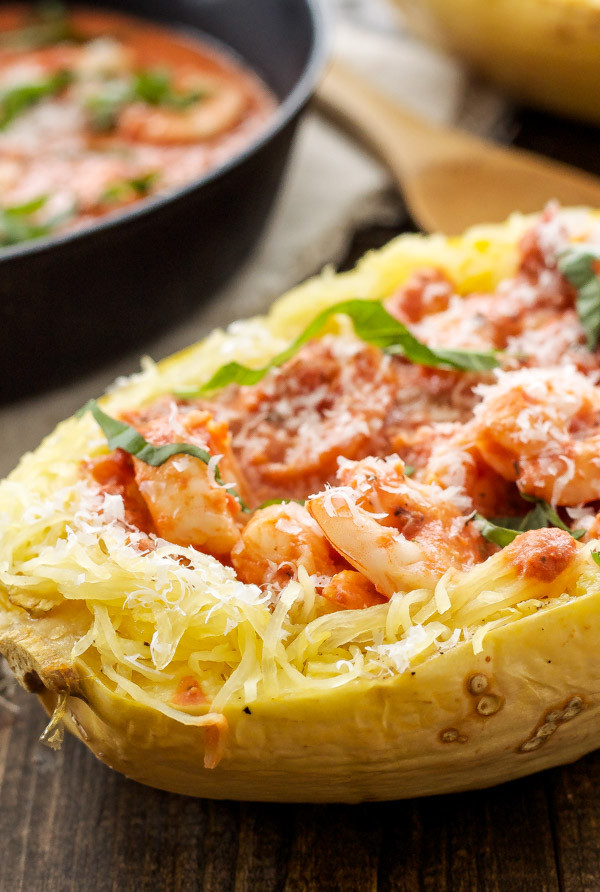 Spicy Shrimp Pasta With Red Sauce
 Spicy Tomato Garlic Shrimp with Spaghetti Squash Recipe