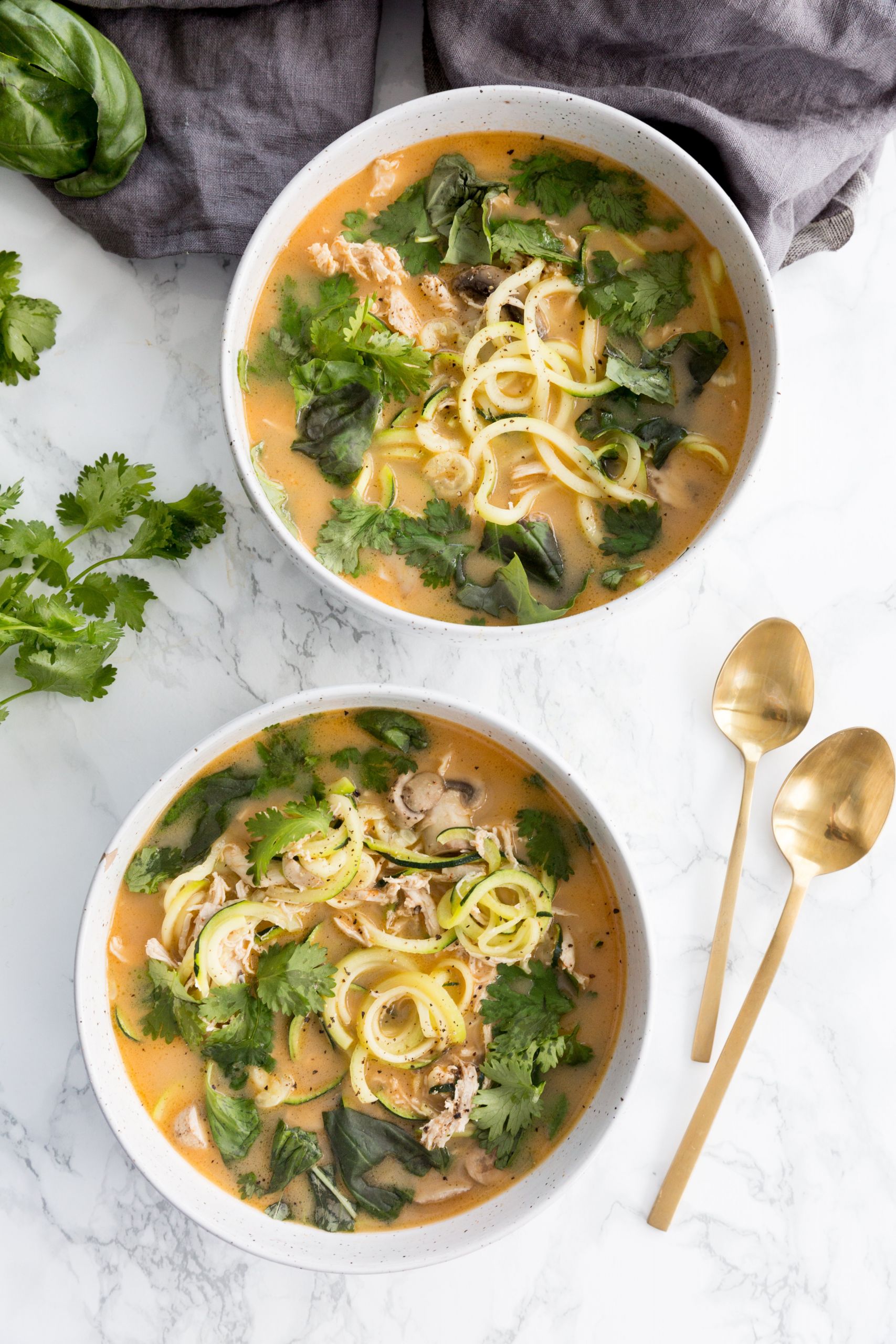 Spicy Thai Coconut Chicken Soup
 Inspiralized Spicy Thai Chicken Coconut Soup with Zoodles