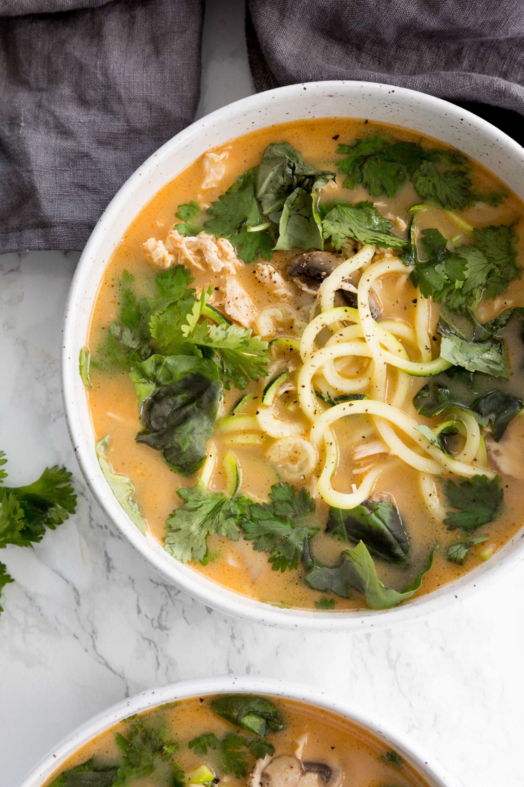 Spicy Thai Coconut Chicken Soup
 Inspiralized Spicy Thai Chicken Coconut Soup with Zoodles