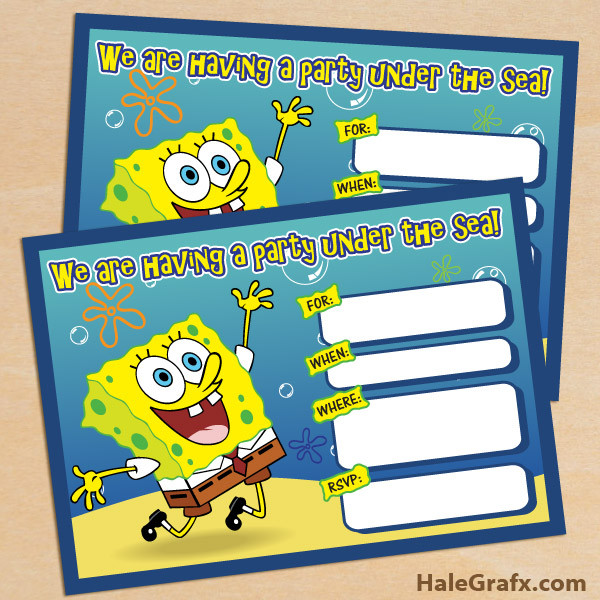 Spongebob Birthday Invitations
 FREE Printable Spongebob Squarepants Birthday Invitation