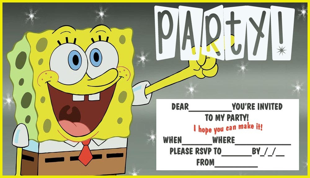 Spongebob Birthday Invitations
 Free Printable Spongebob Birthday Invitations – Bagvania