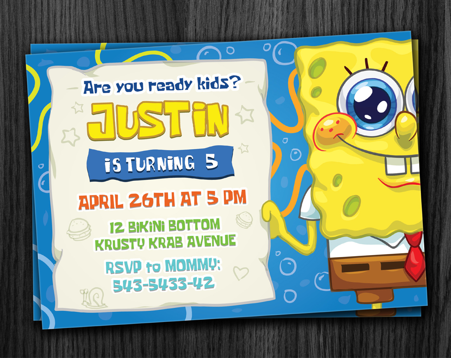 Spongebob Birthday Invitations
 Sponge Bob Invitation Printable Download