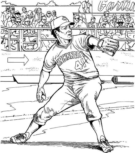Sports Coloring Pages For Adults
 Cincinnati Reds Fielder Baseball Coloring Page